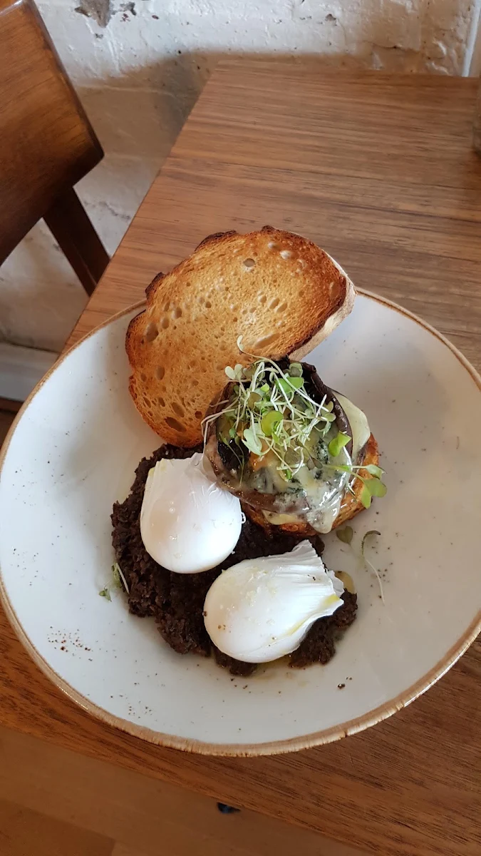 Poached Eggs and Mushroom on Sourdough