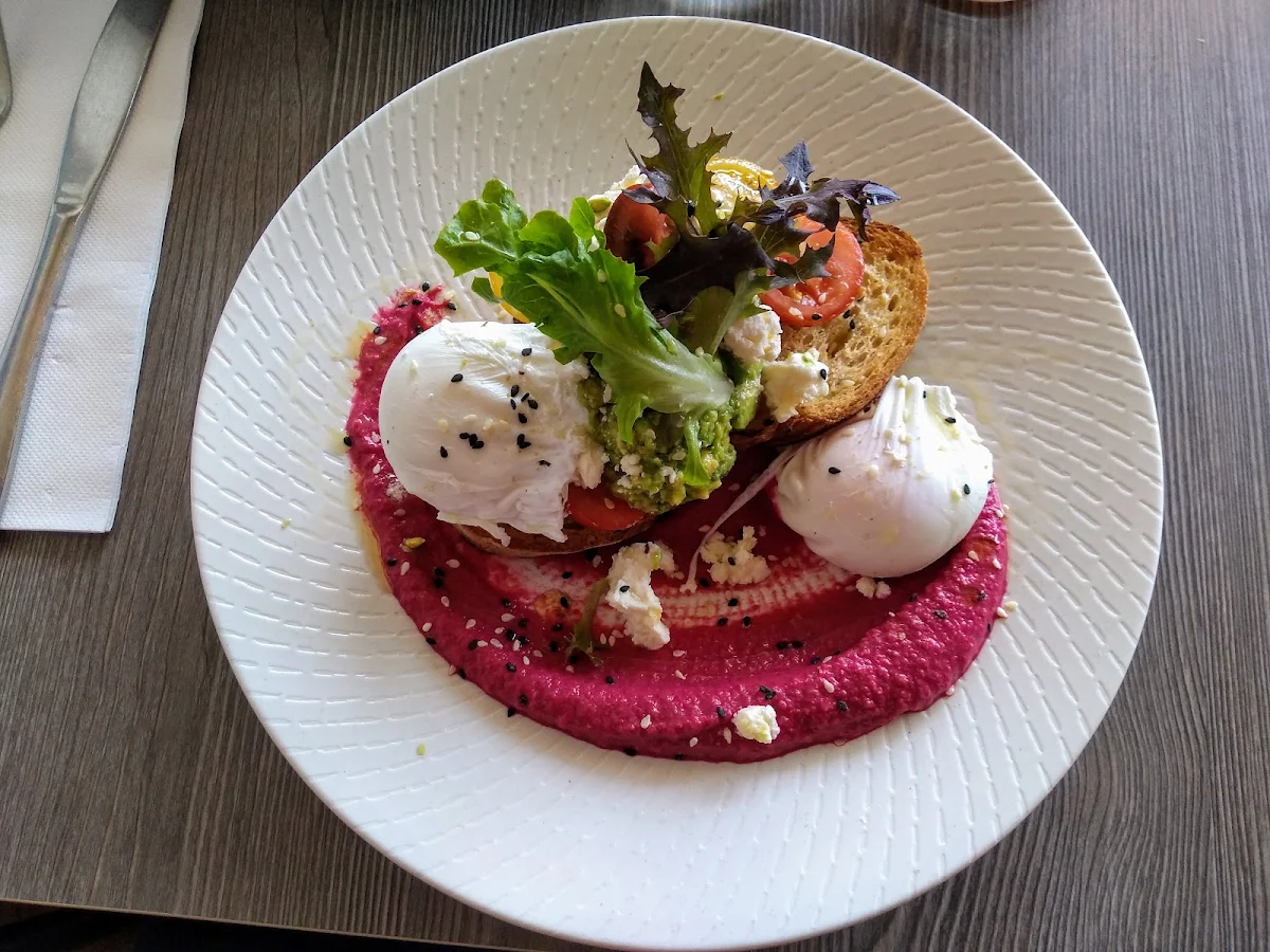 Poached Eggs on Beetroot Salad
