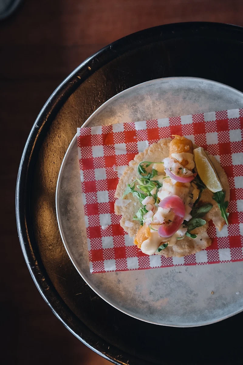 Battered Flathead Taco, Grinners Dive Bar
