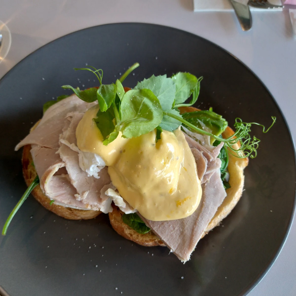 Eggs Benedict Toasted Sourdough Poached Eggs X 2 Bearnaise Glazed Ham Option