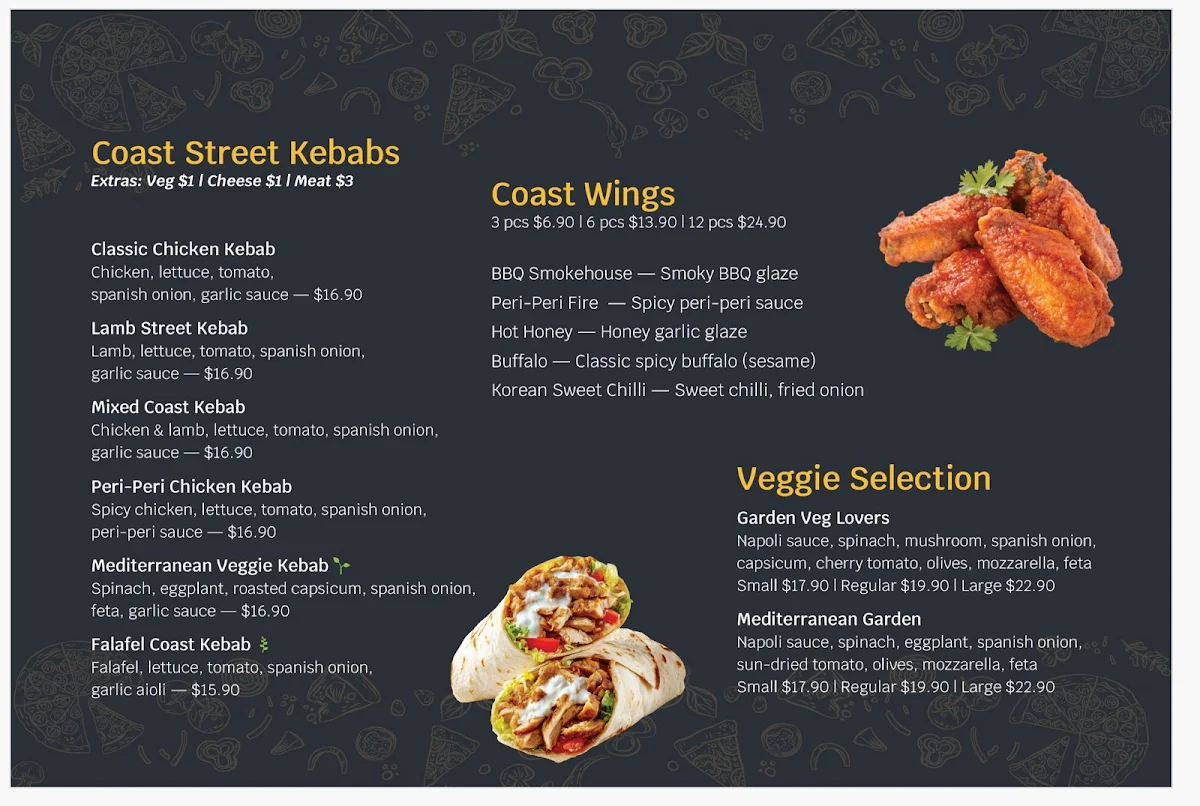 Menu, Coast & Crust