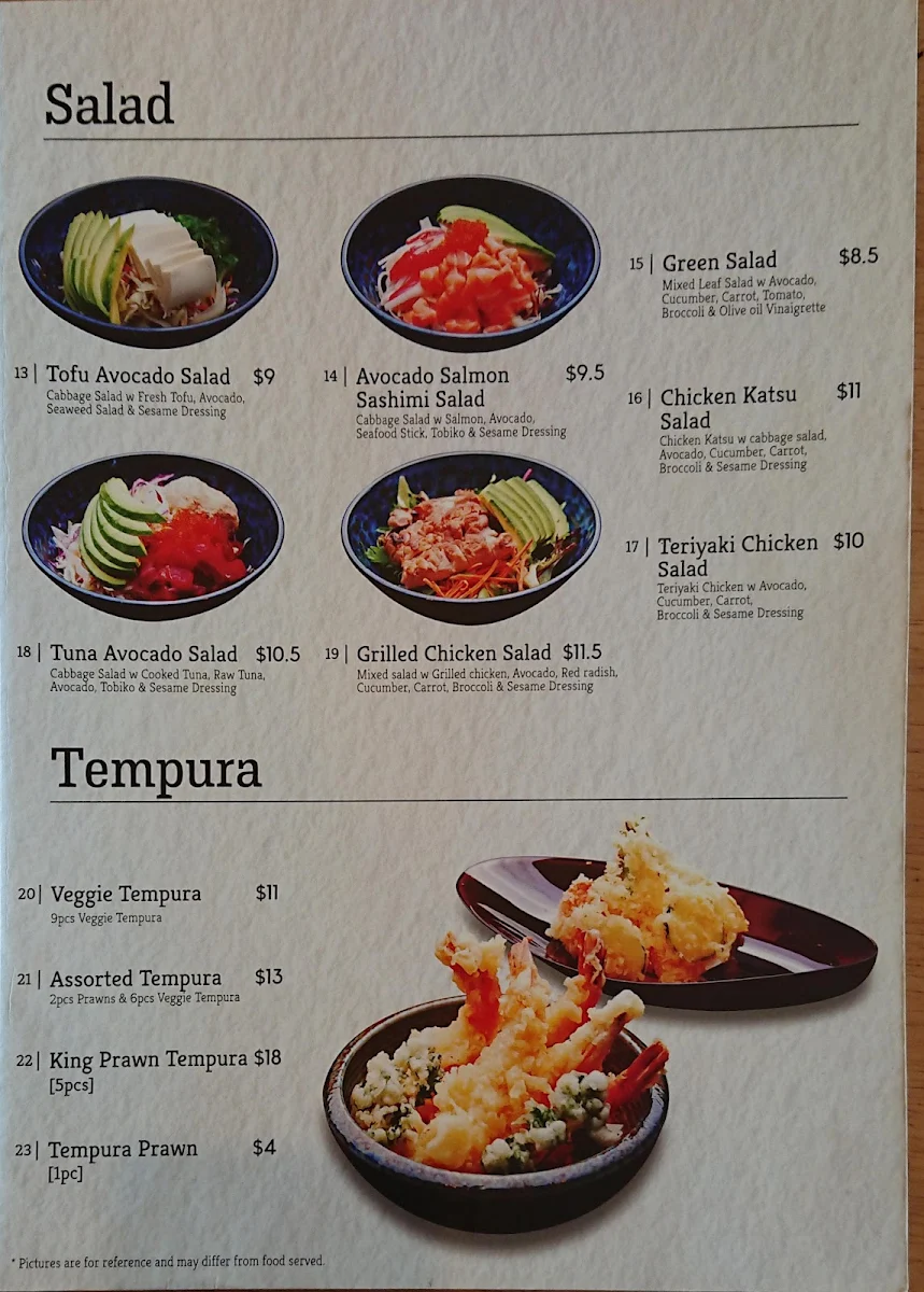 Menu, Kanzo Parramatta