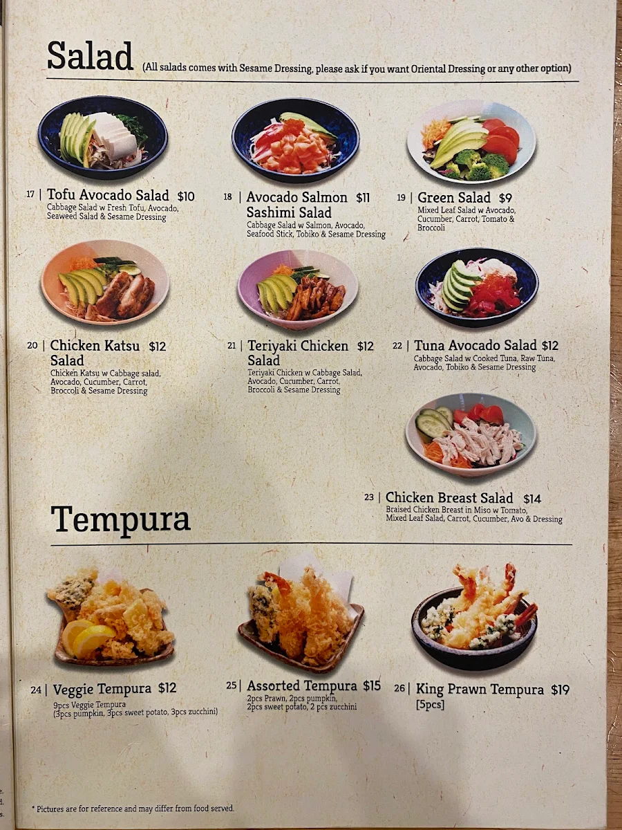 Menu, Kanzo Parramatta