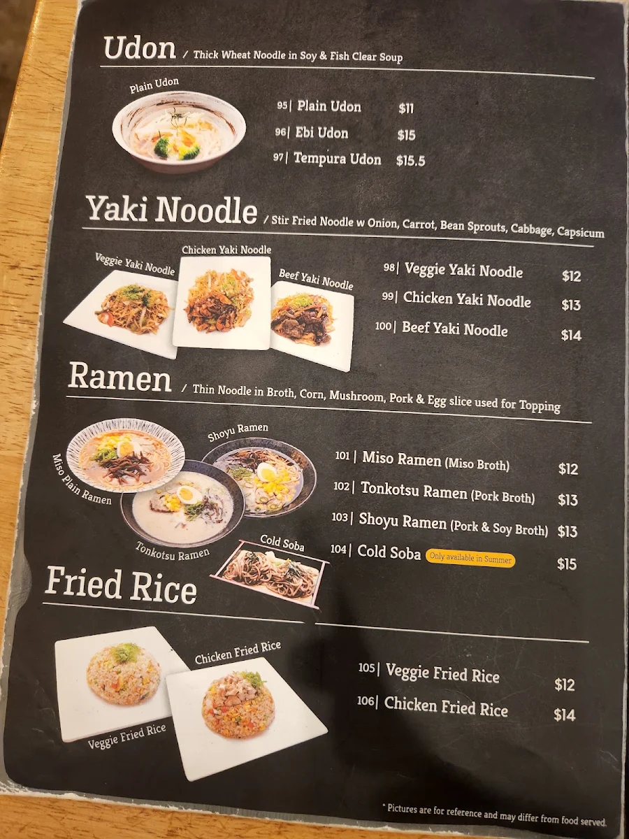 Menu, Kanzo Parramatta