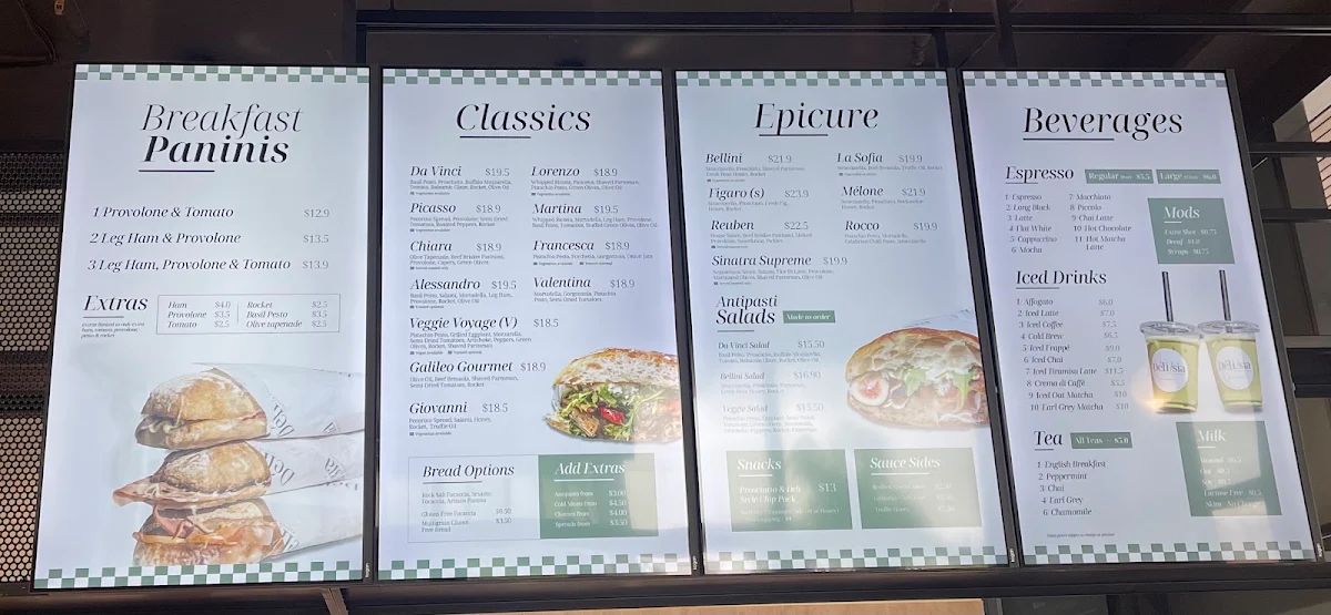 Menu, Delisia Panino & Espresso Zetland