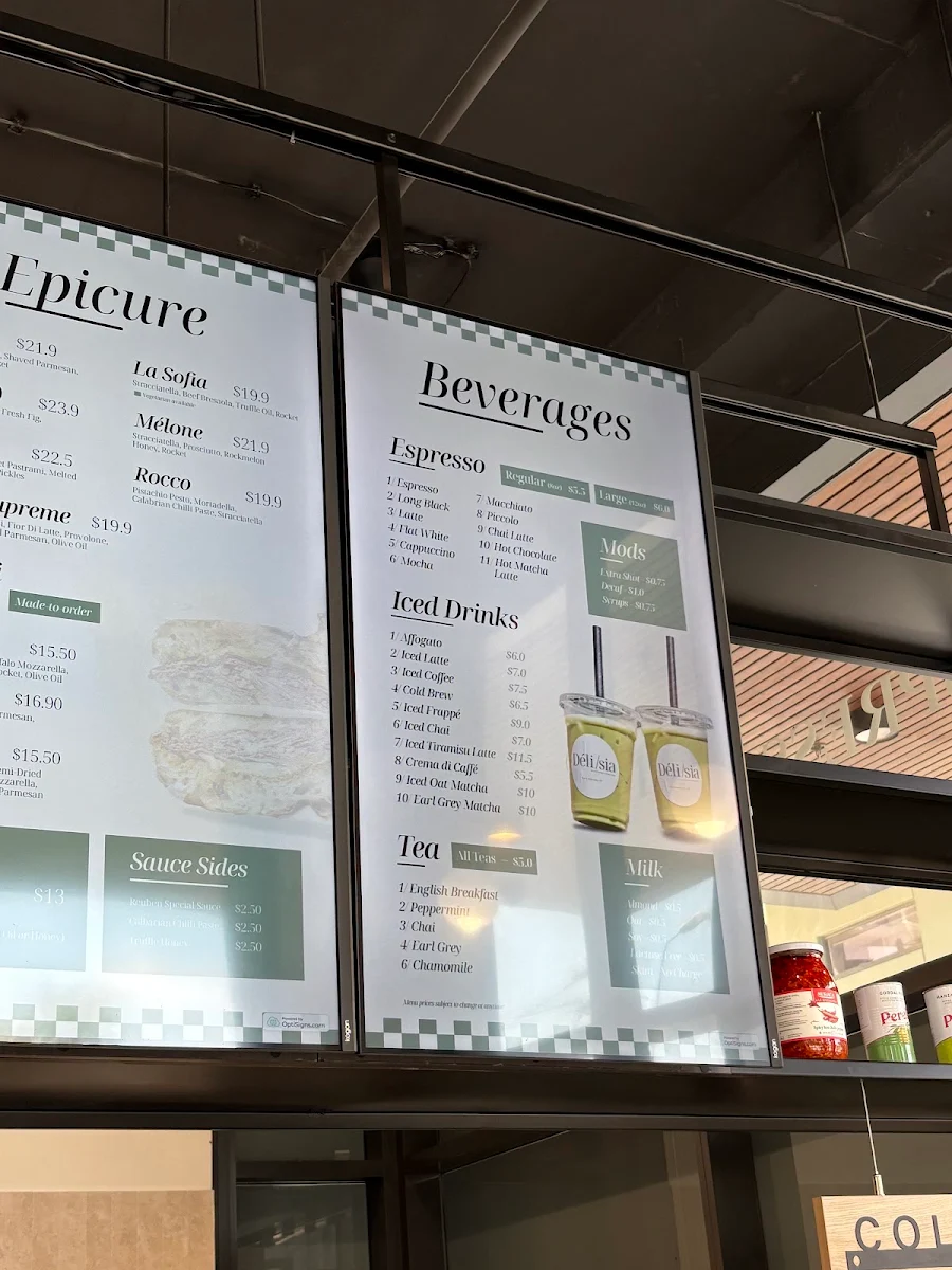 Menu, Delisia Panino & Espresso Zetland