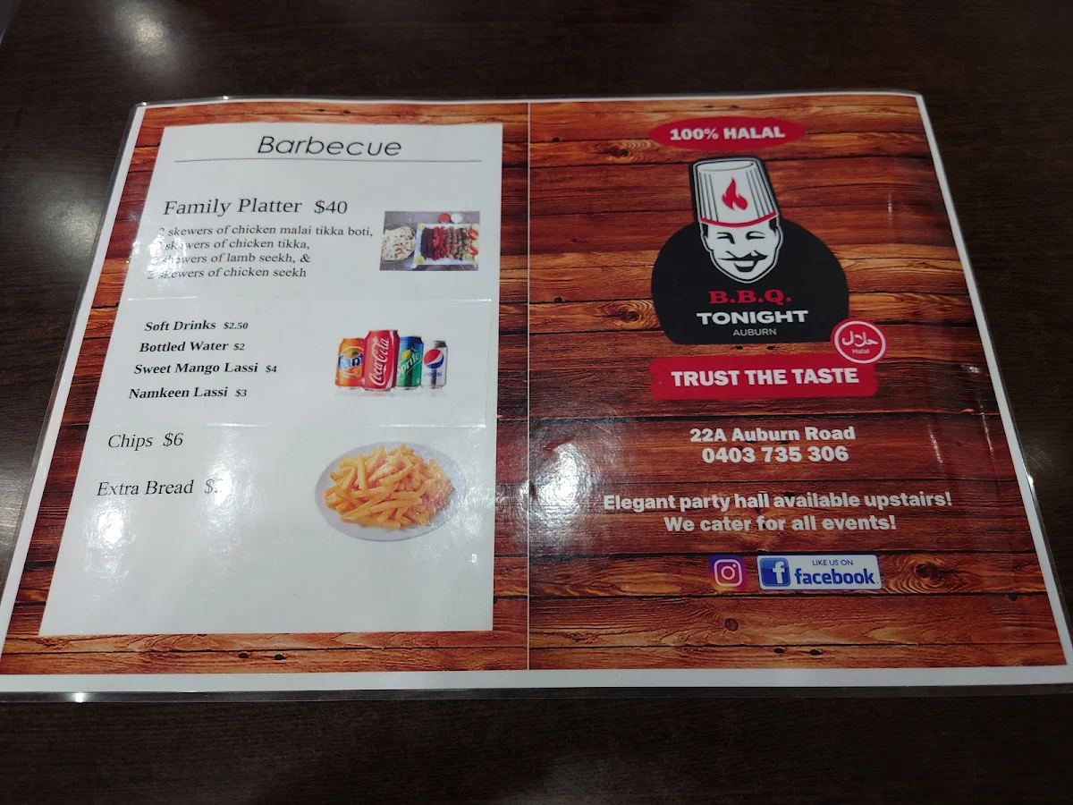 Menu, BBQ Tonight Auburn