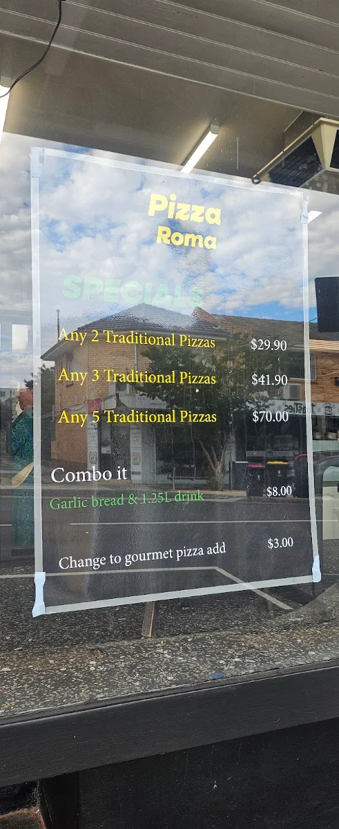 Menu, Pizza Roma