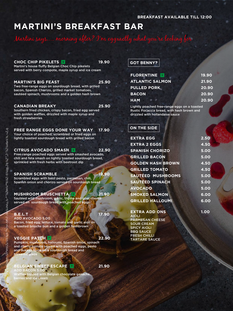Menu, Martini and Co | Werribee