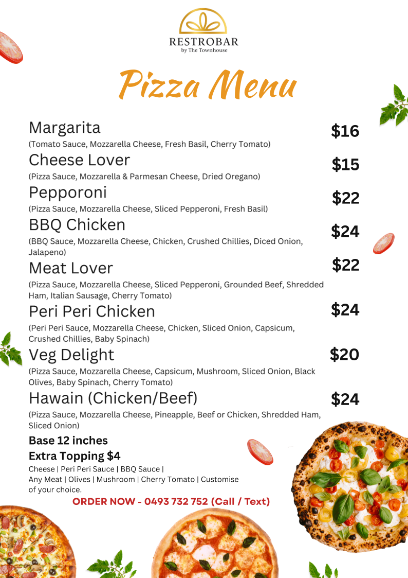 Menu, Restrobar Goondiwindi