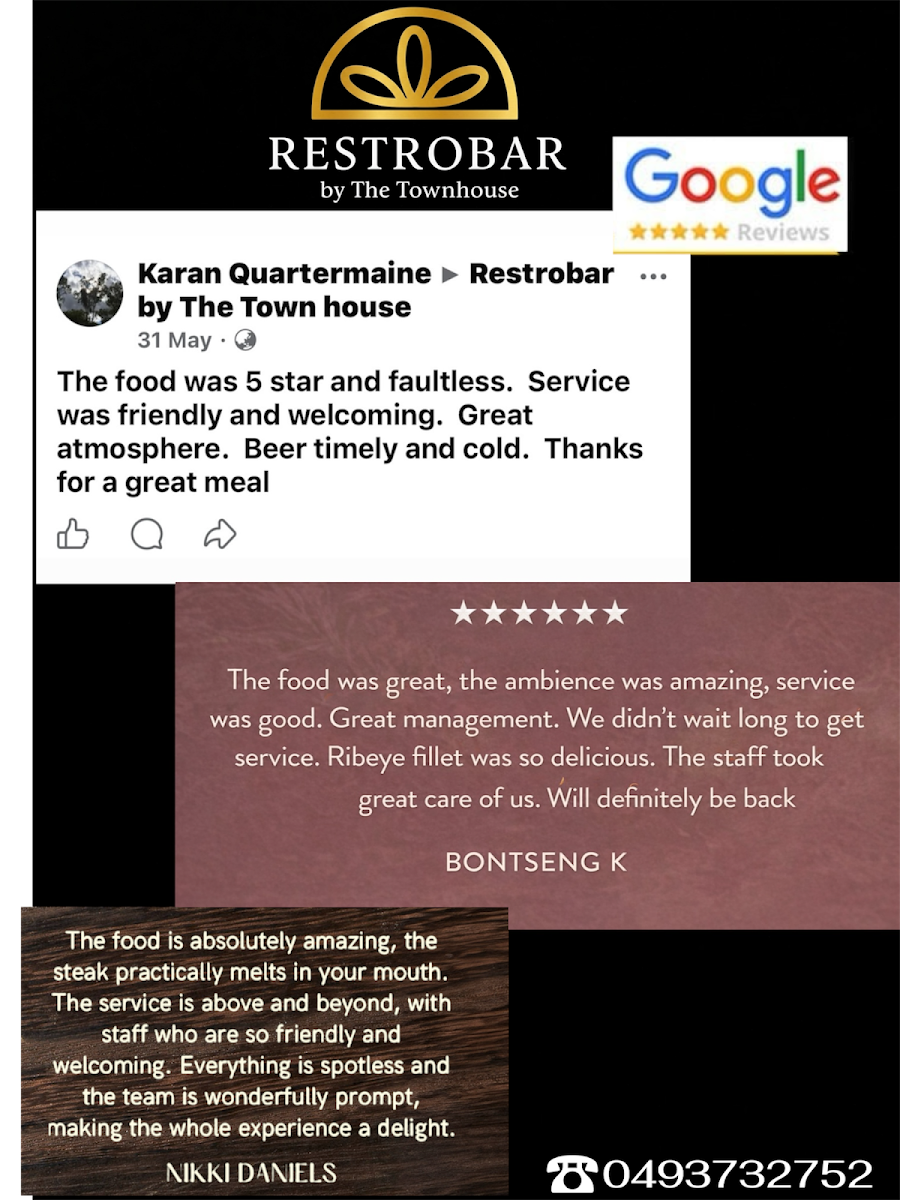 Menu, Restrobar Goondiwindi
