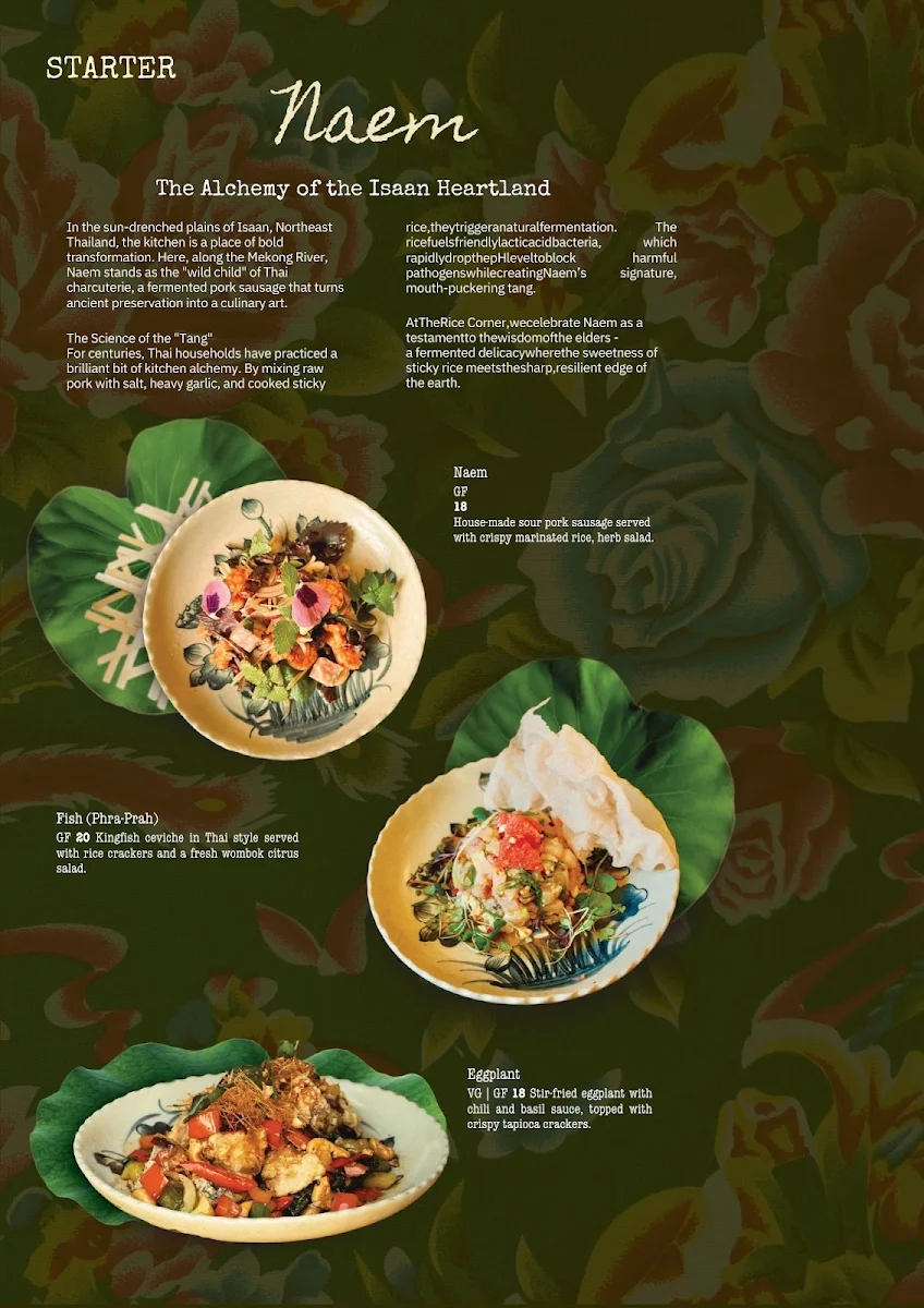 Menu, The Rice Corner