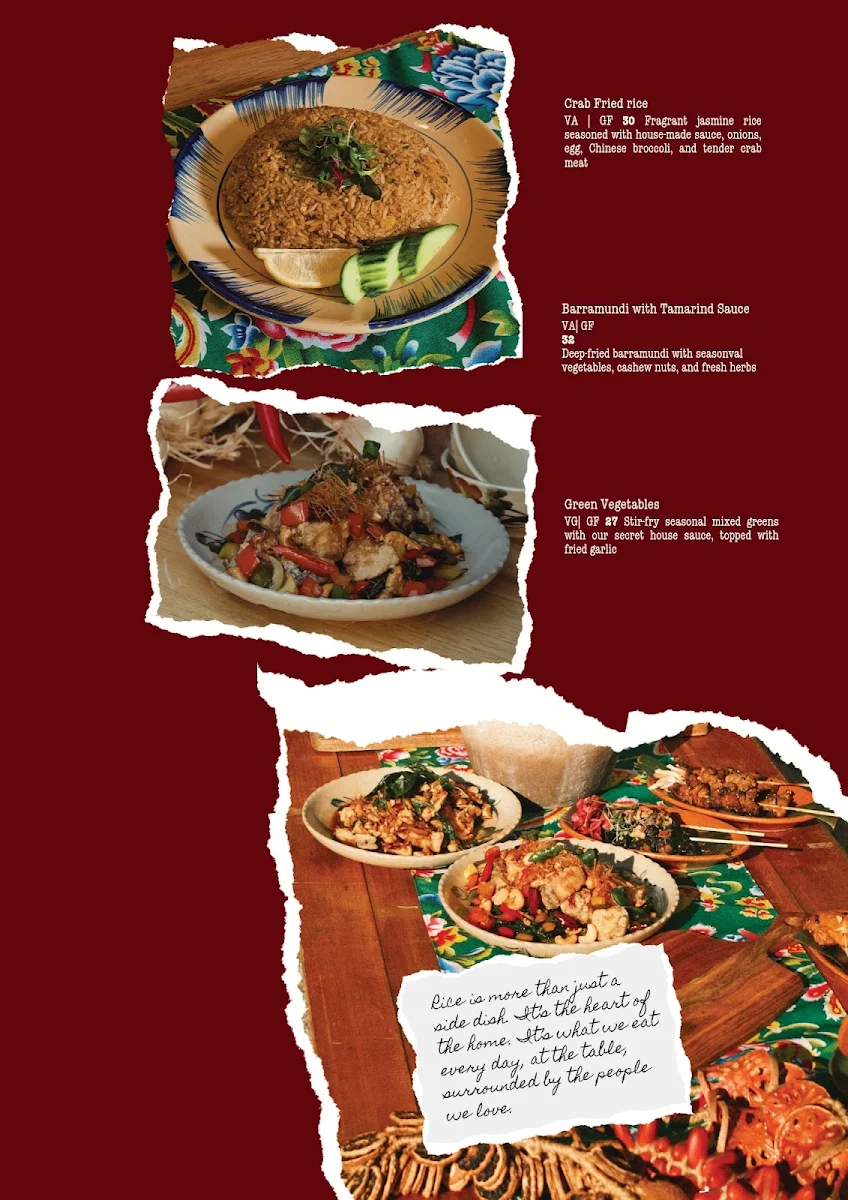 Menu, The Rice Corner