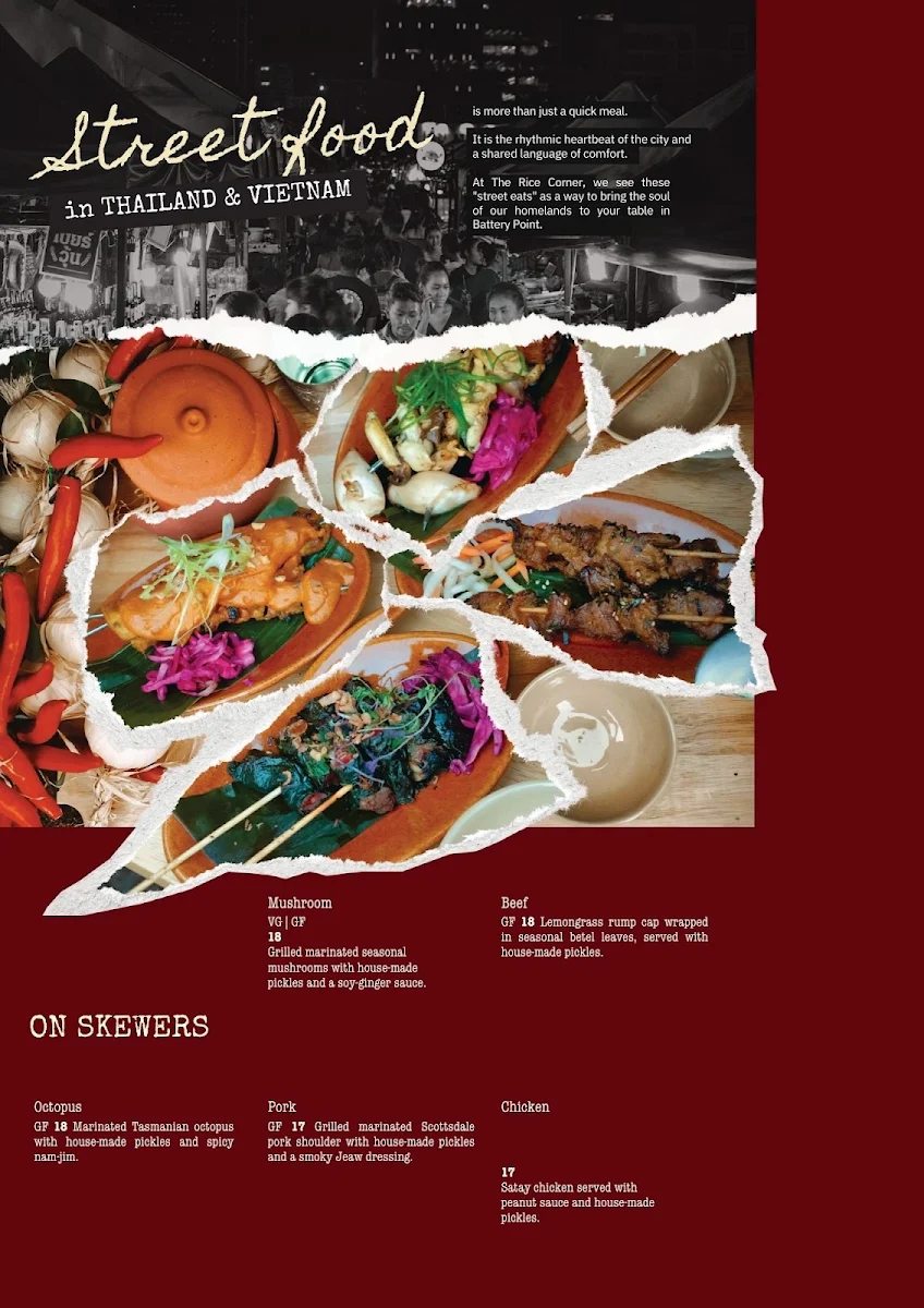 Menu, The Rice Corner