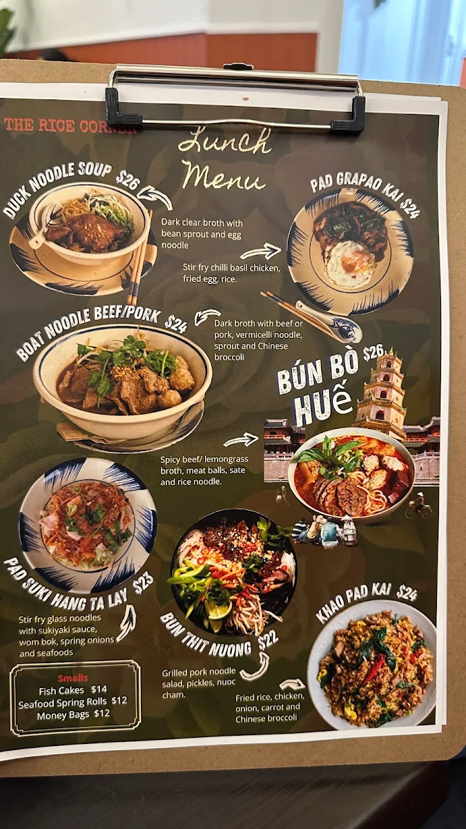 Menu, The Rice Corner