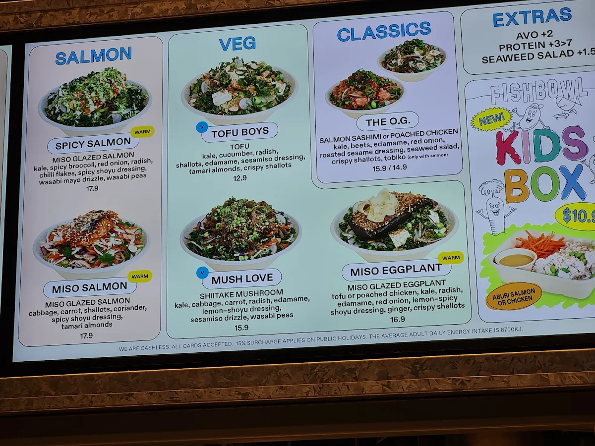 Menu, FISHBOWL - Robina