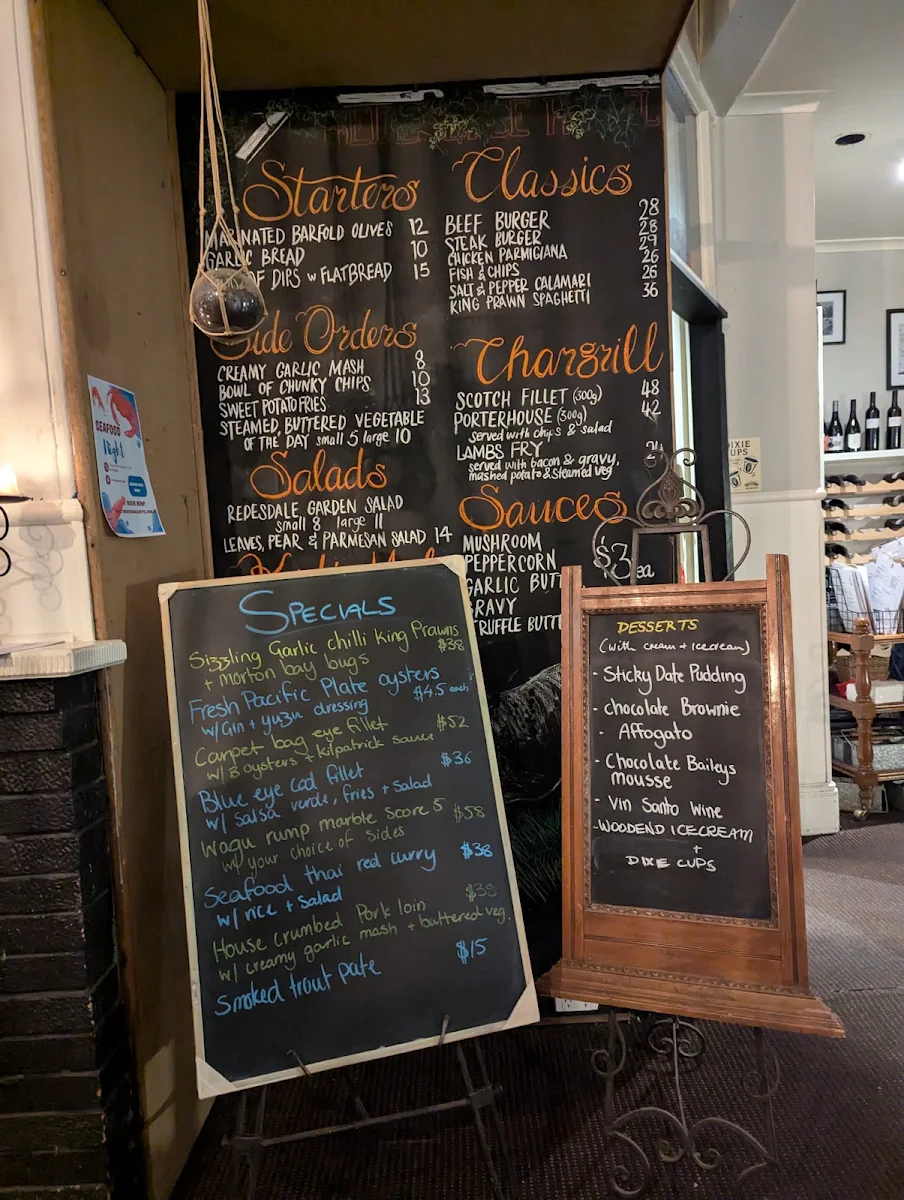 Menu, The Redesdale Hotel