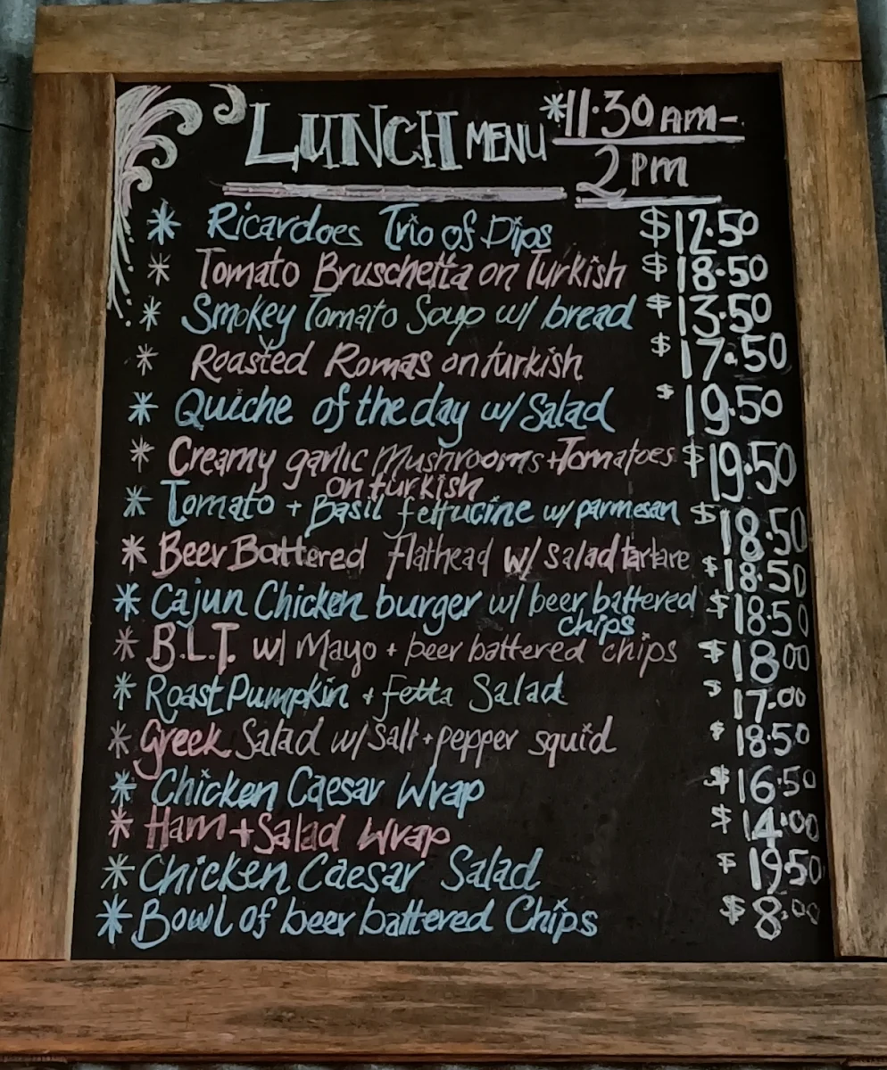 Menu, Cafe Red