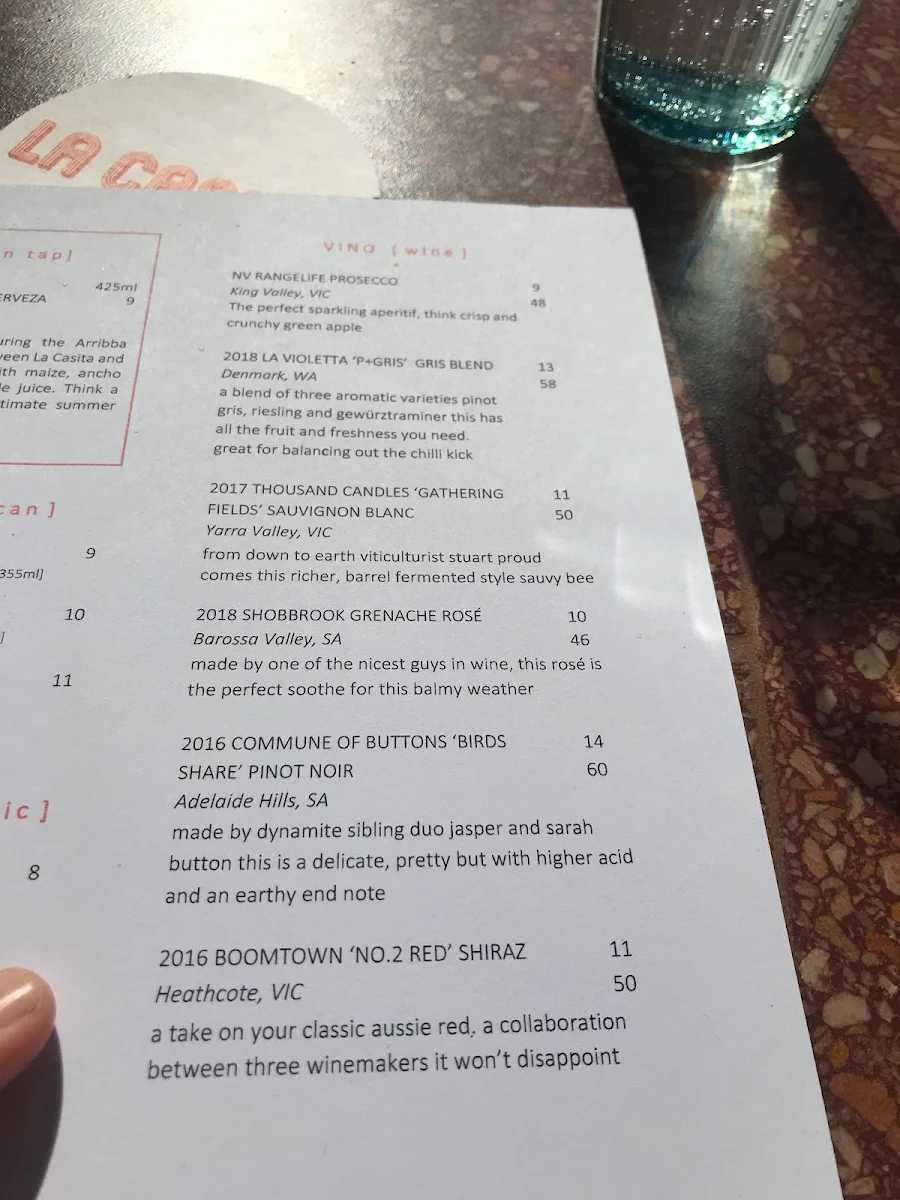 Menu, La Casita