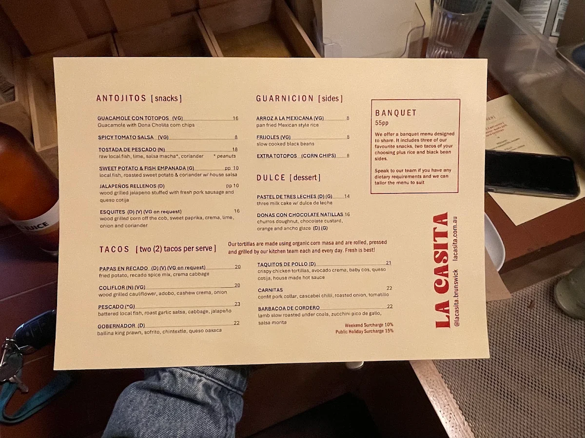 Menu, La Casita
