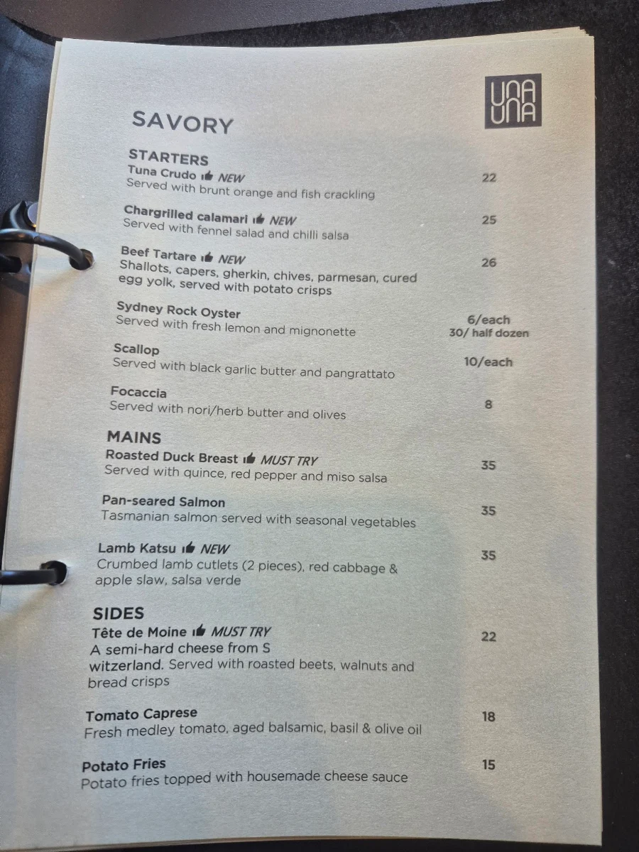 Menu, Una Una