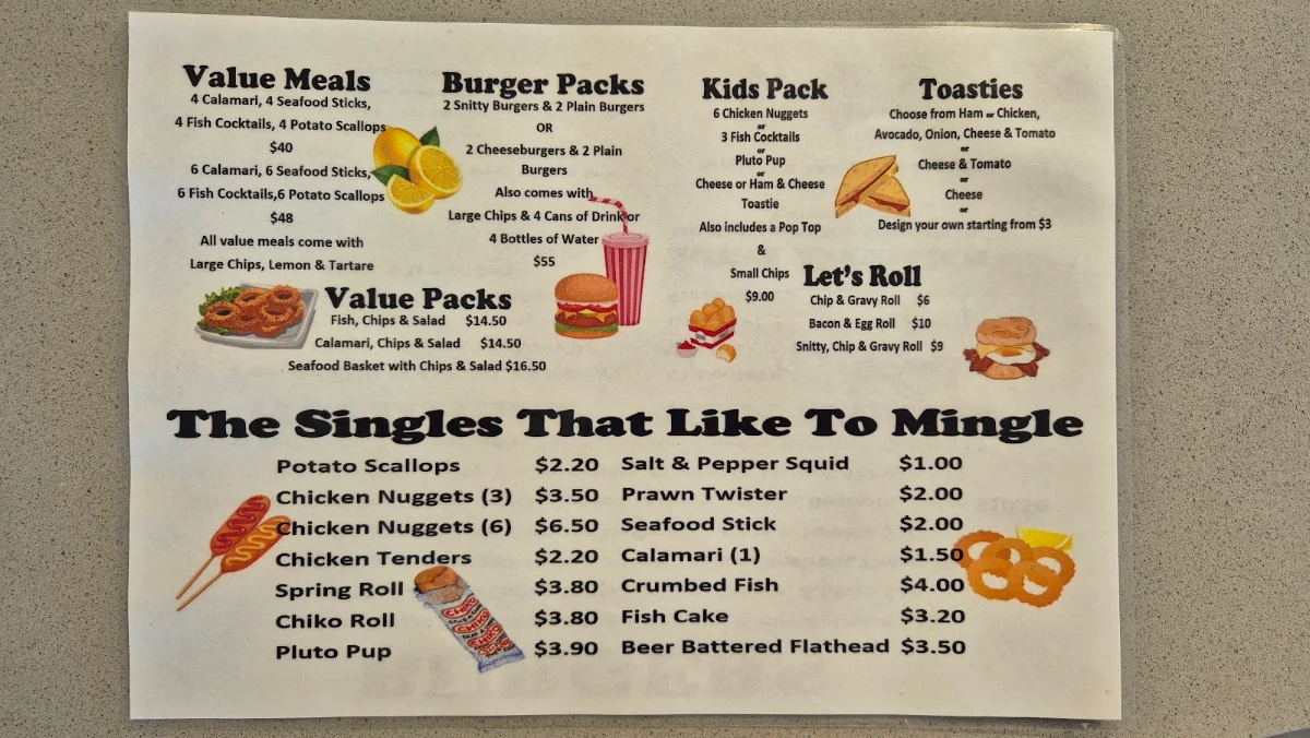 Menu, Lake Keepit Kiosk