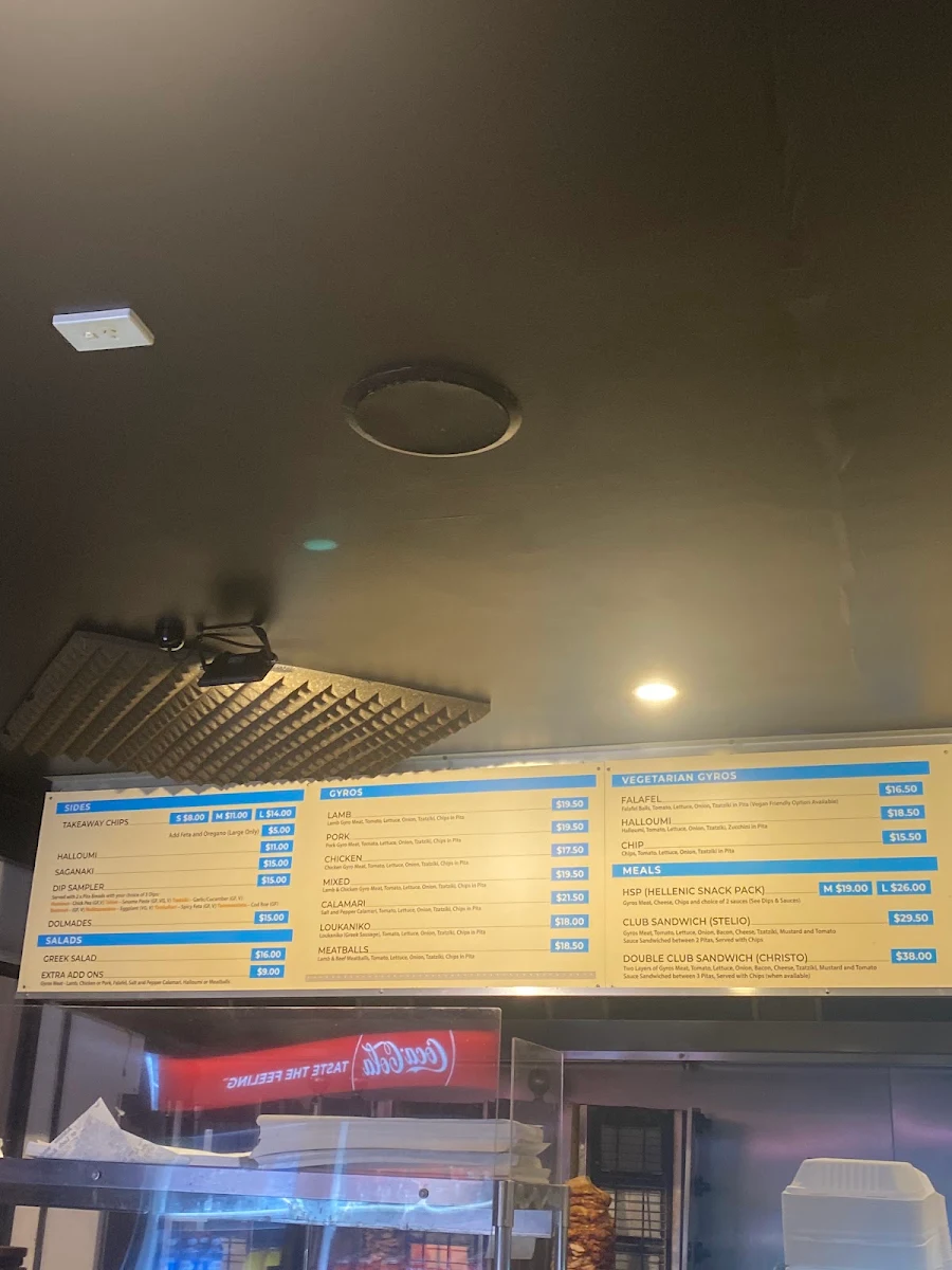Menu, Thelo Gyros and Bar