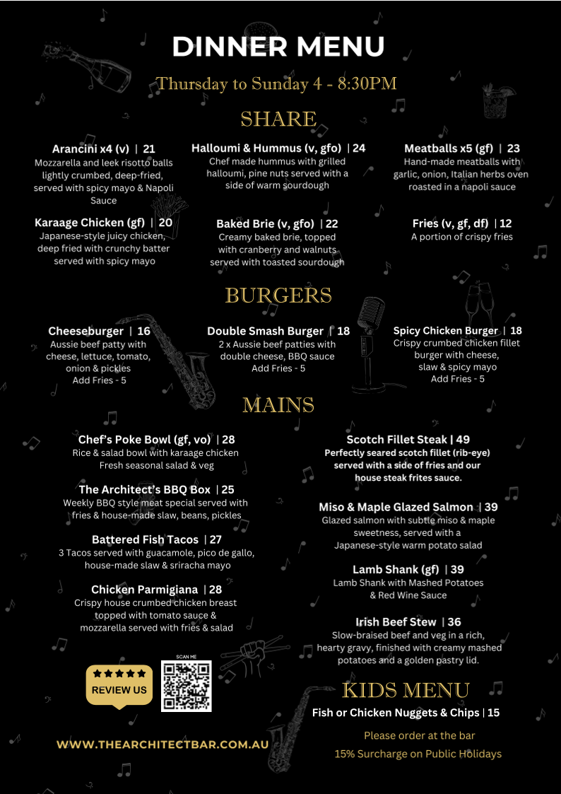 Menu, The Architect