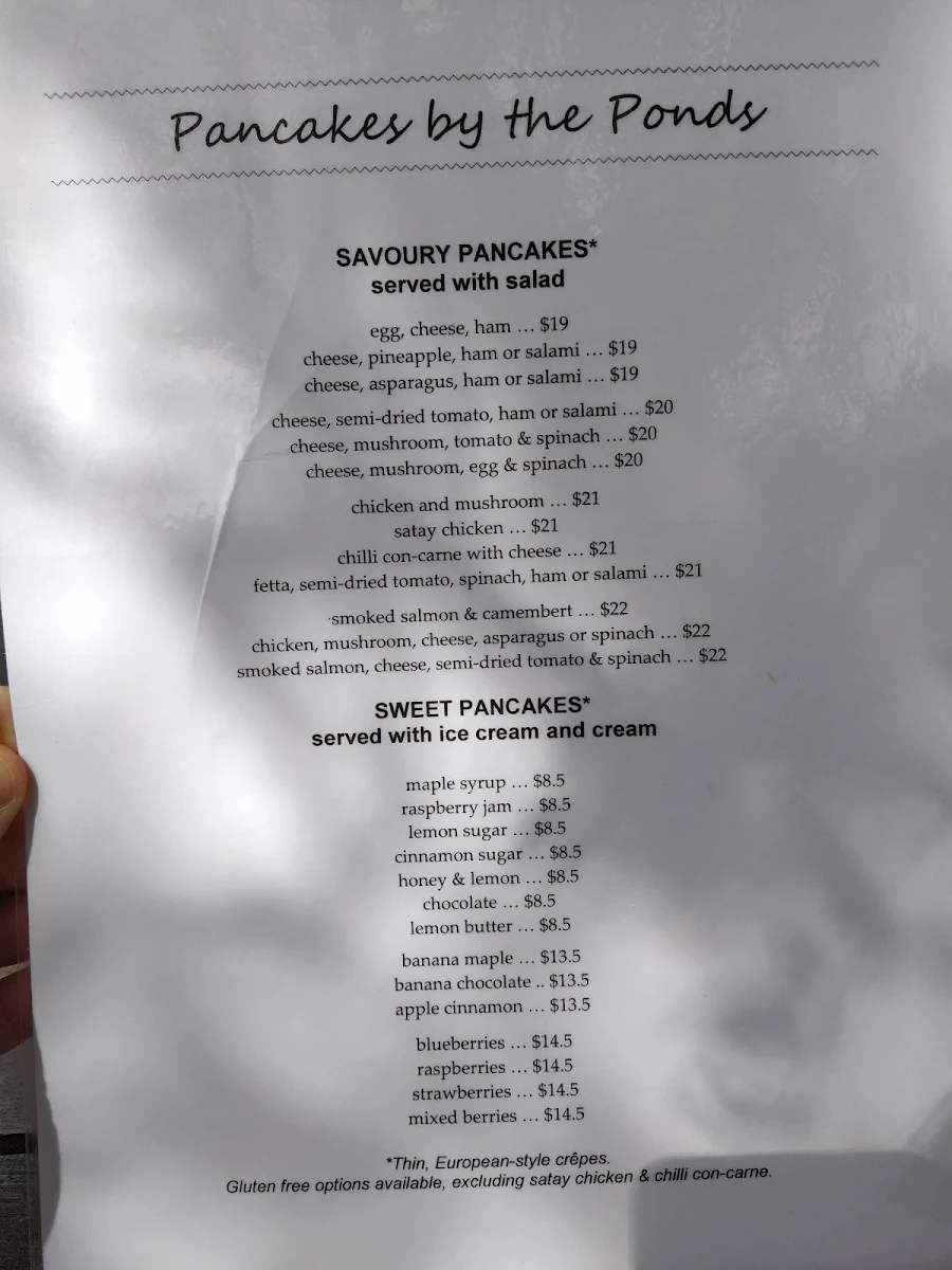 Menu, Pancakes by The Pond