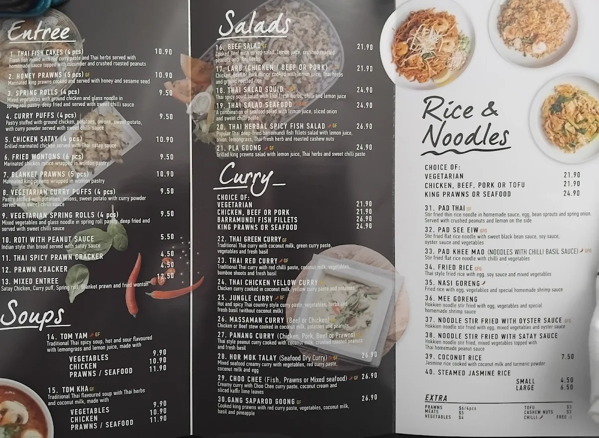 Menu, Time 4 Thai Woodlands