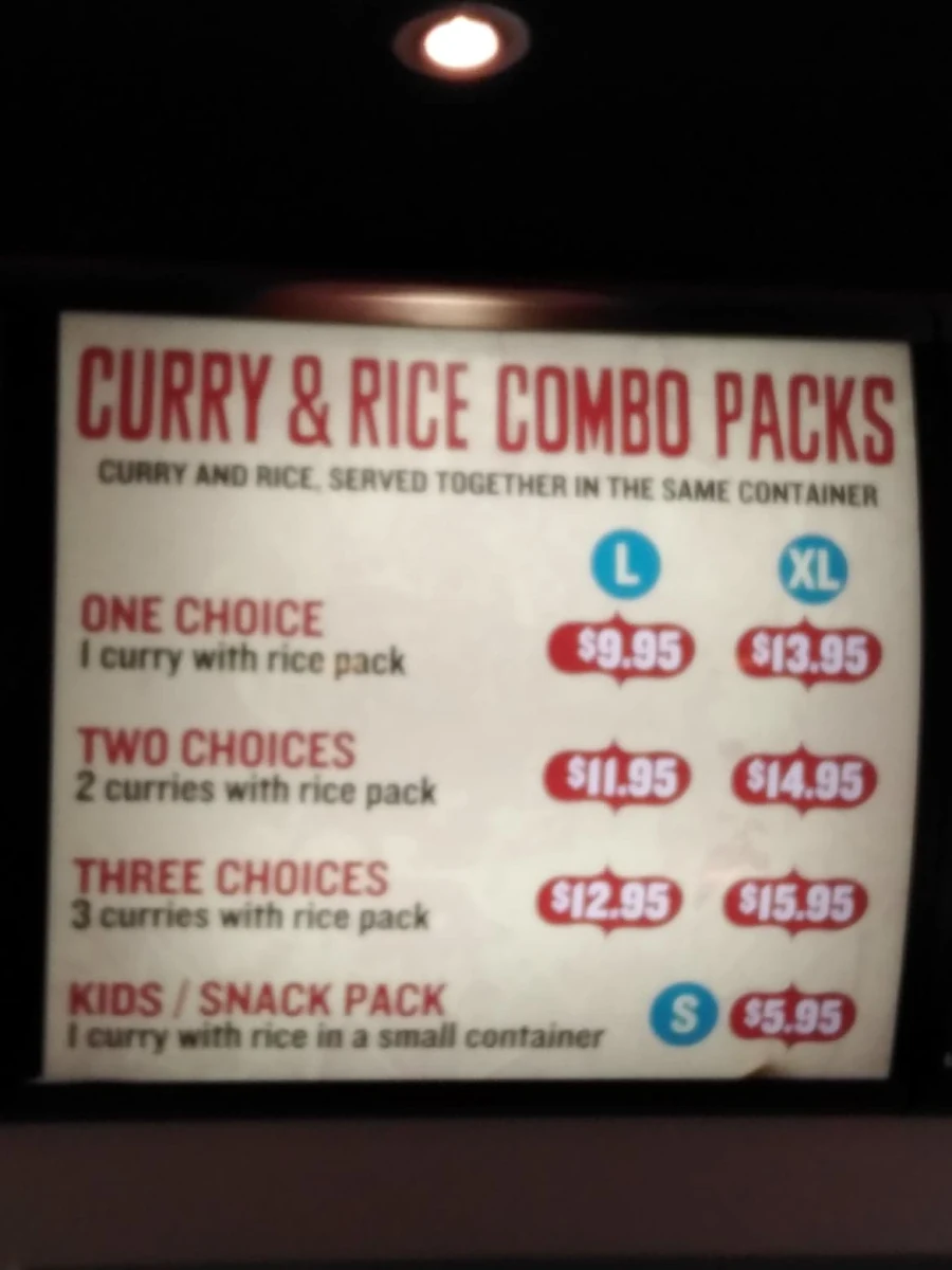 Menu, Miss India Greenslopes