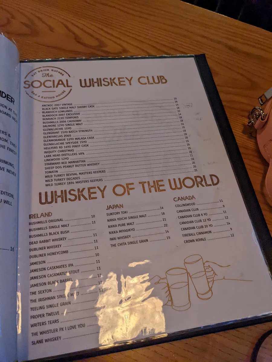Menu, The Social Bar & Eating House Bendigo