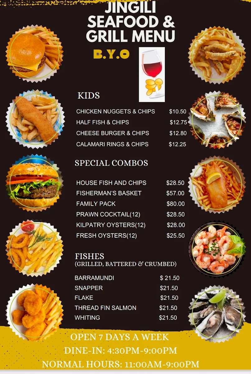 Menu, Jingili Fish and Chips