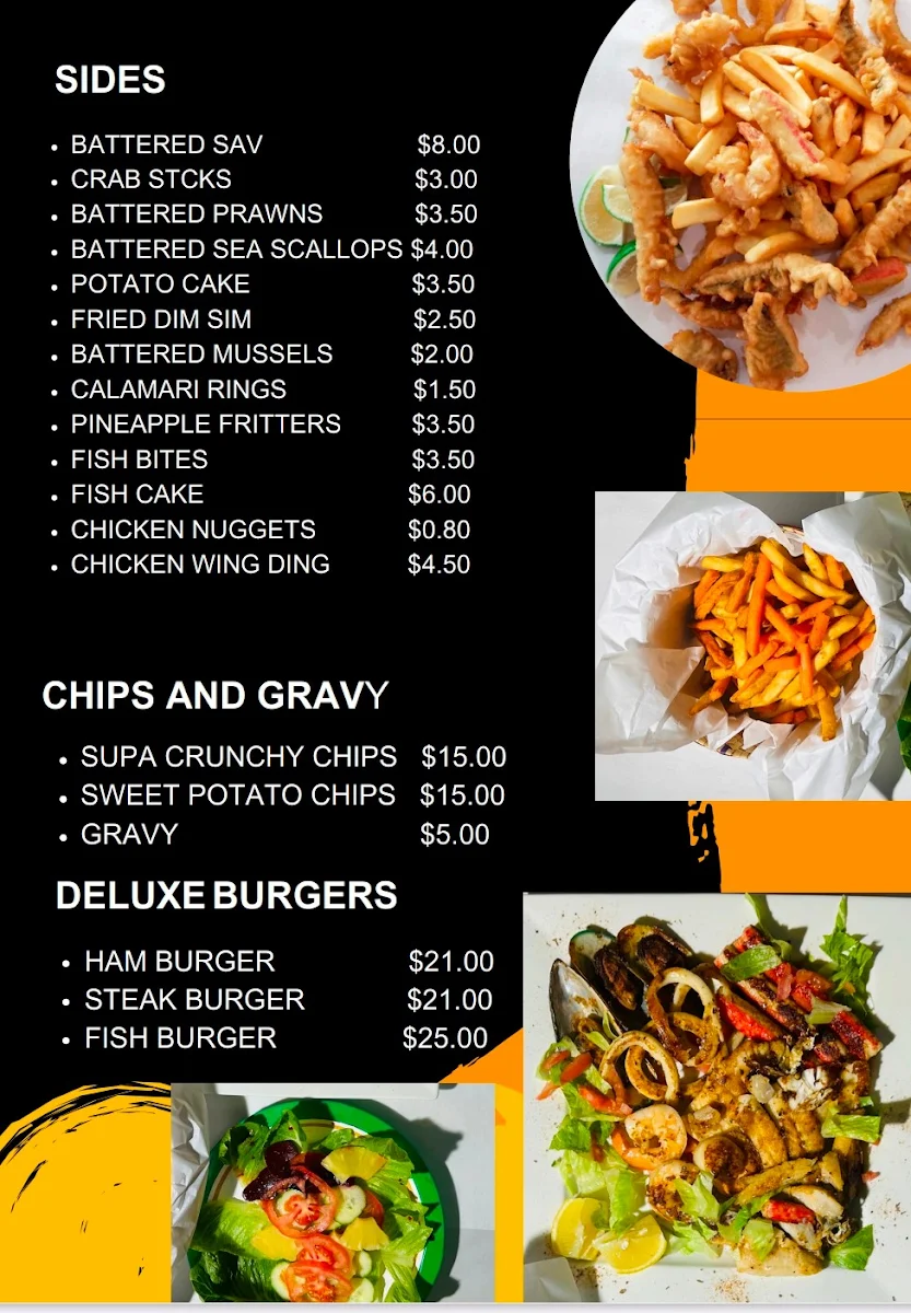 Menu, Jingili Fish and Chips