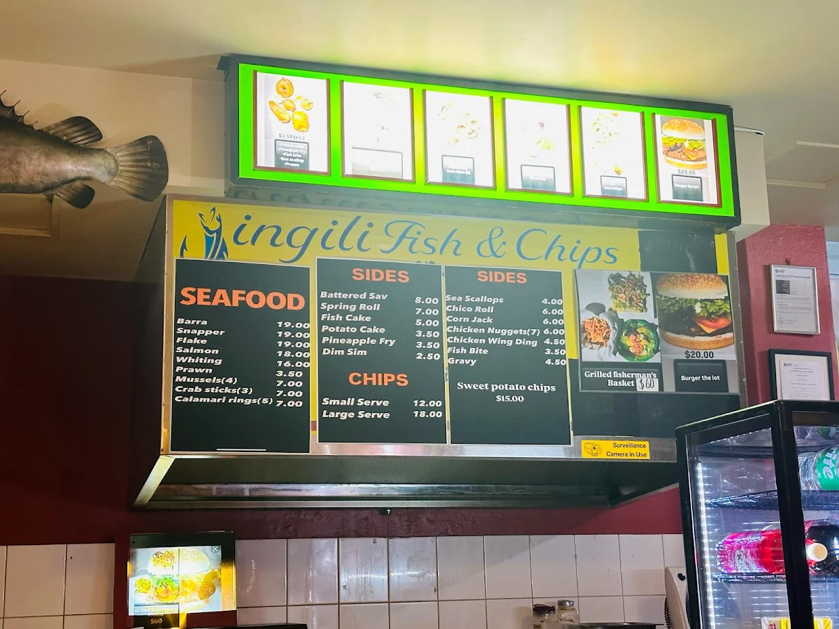 Menu, Jingili Fish and Chips