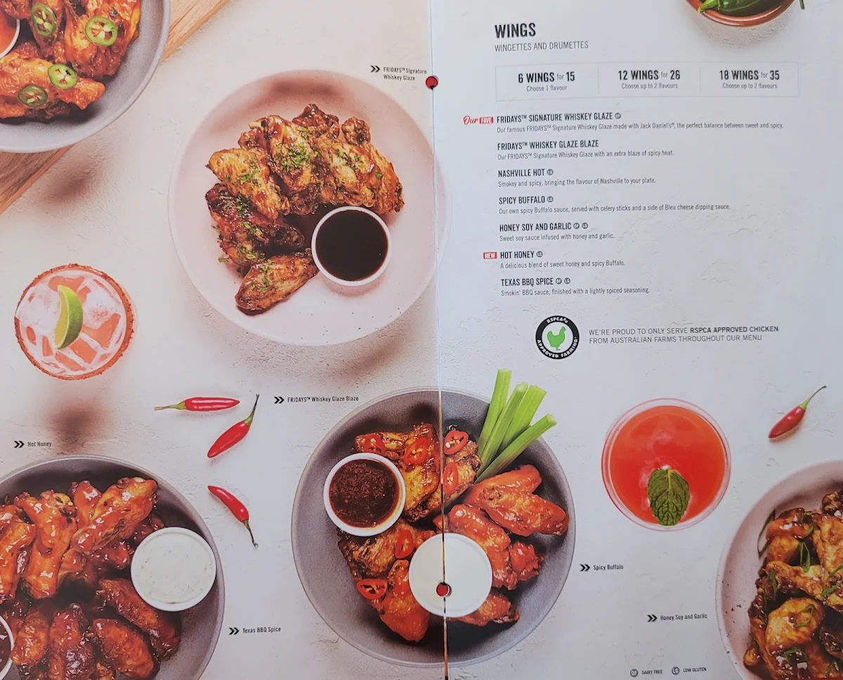 Menu, TGI Fridays Chadstone