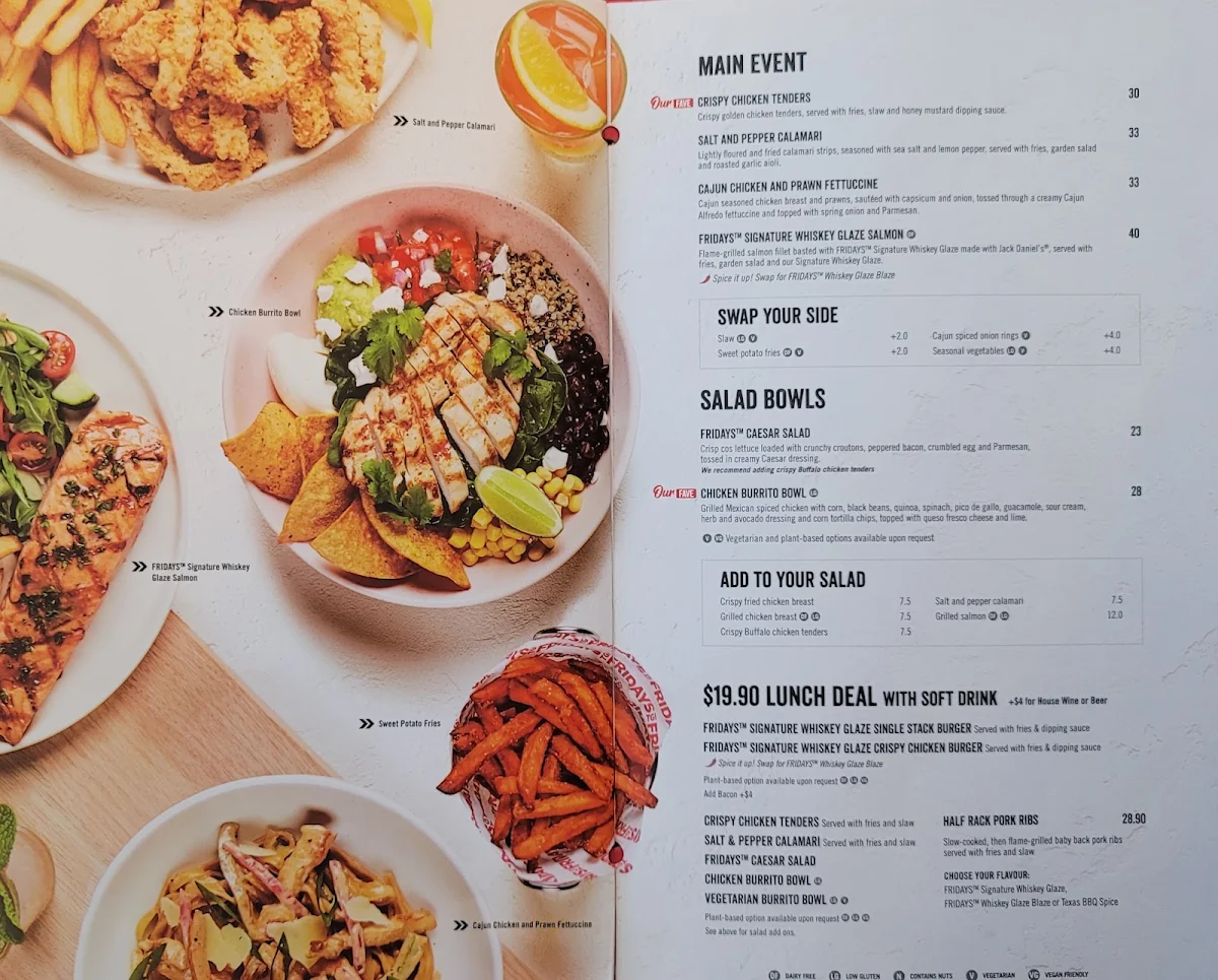Menu, TGI Fridays Chadstone