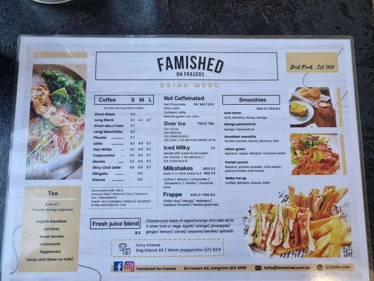 Menu, Famished on Frasers
