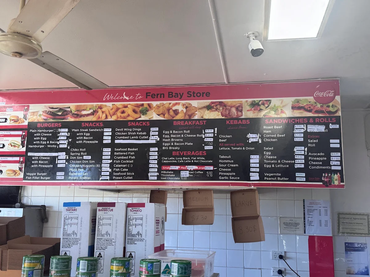 Menu, Fern Bay Takeaway