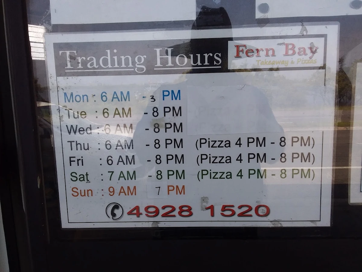 Menu, Fern Bay Takeaway
