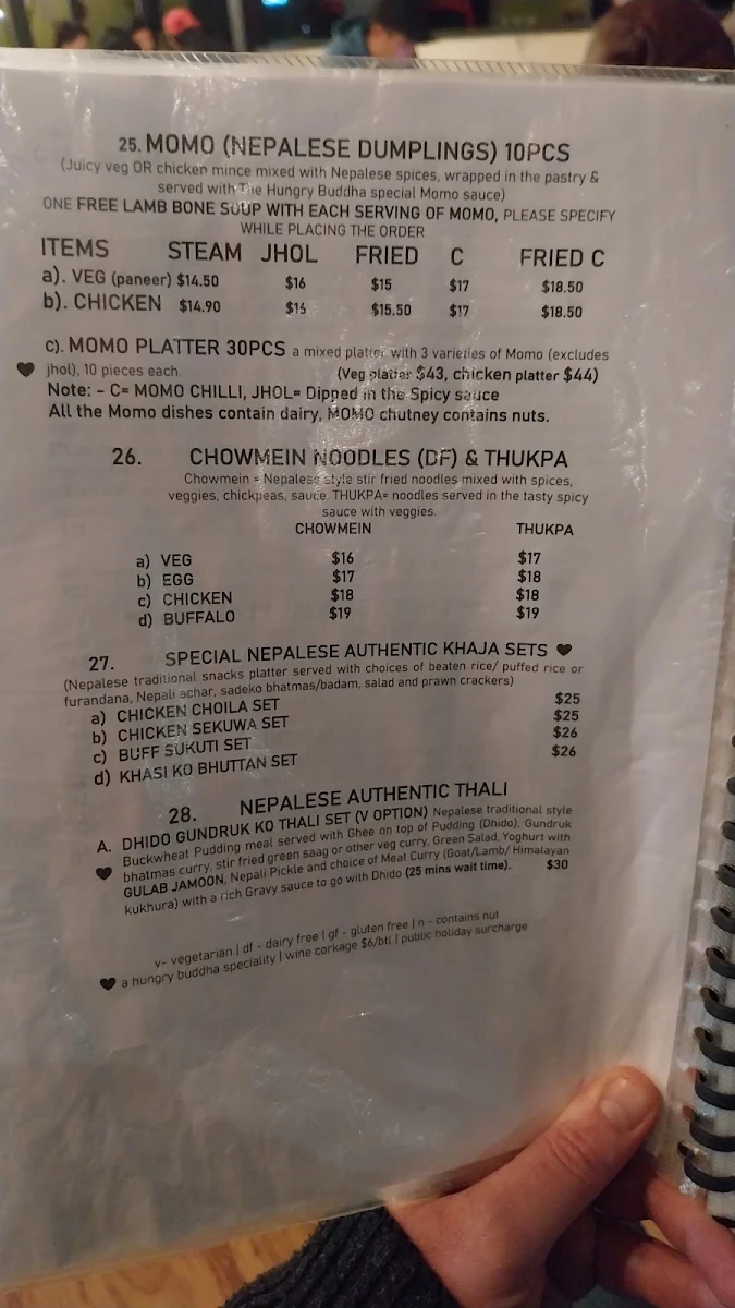 Menu, The Hungry Buddha | Nepalese & Indian Cuisine Canberra I ESTD 2011