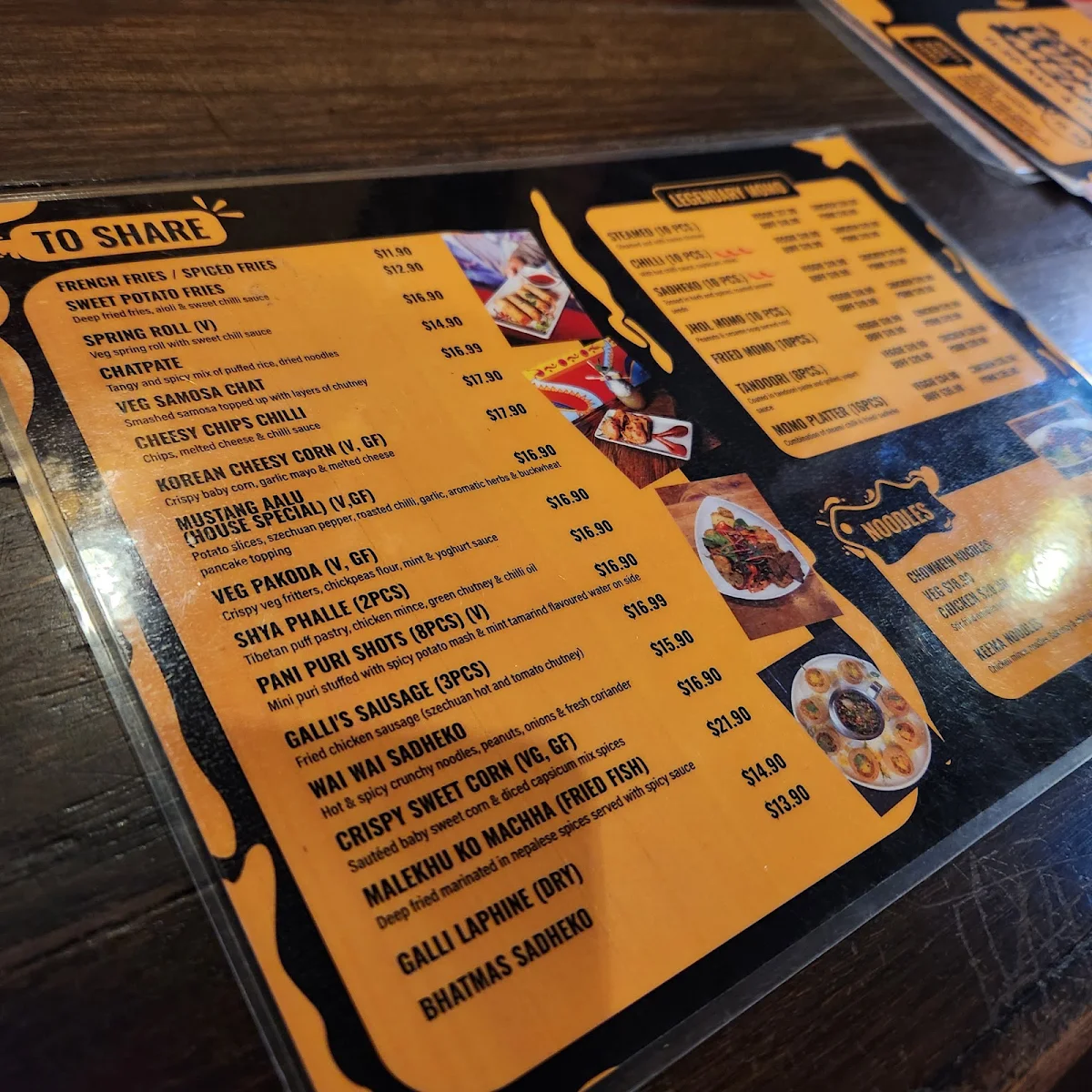 Menu, Galli Galli Nepalese Indian