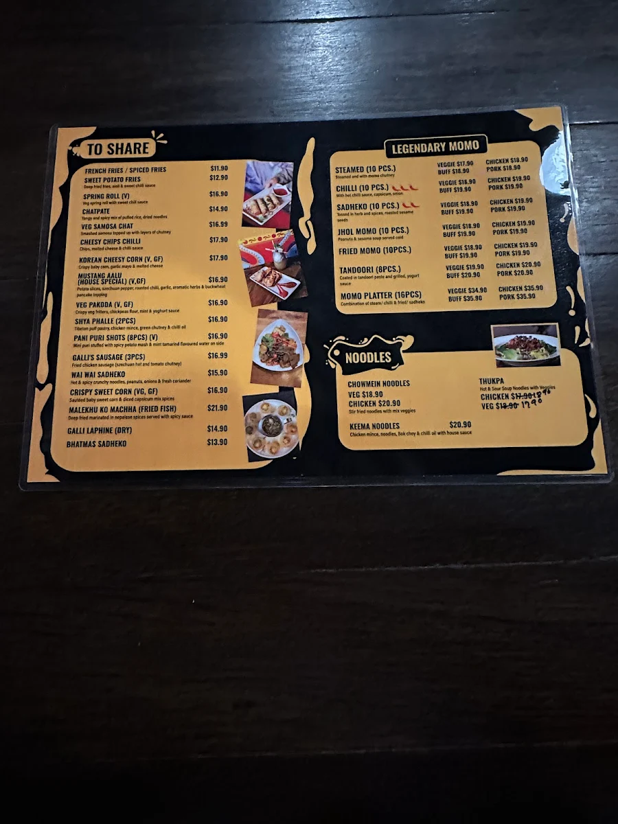 Menu, Galli Galli Nepalese Indian