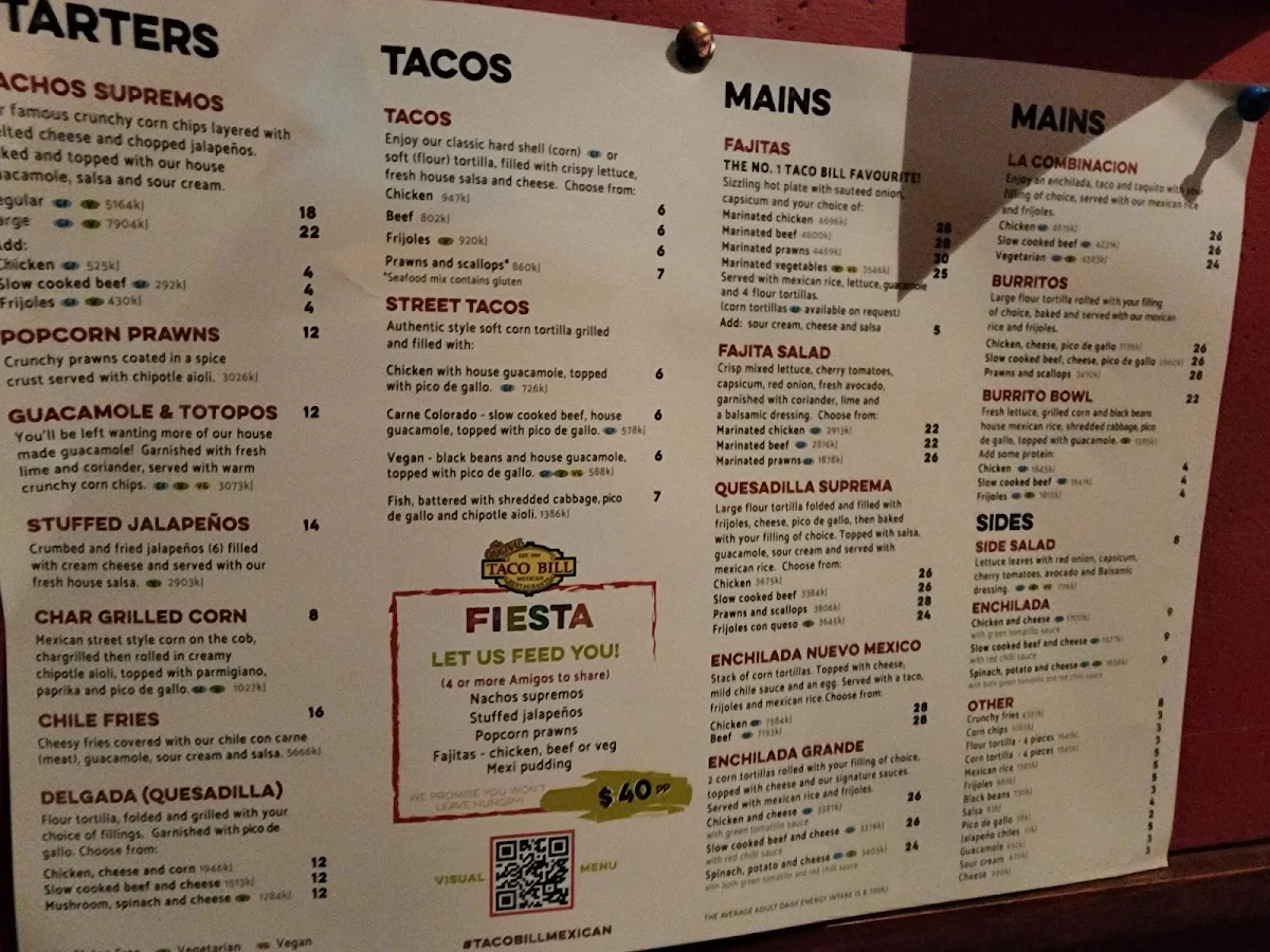 Menu, Taco Bill - Melton