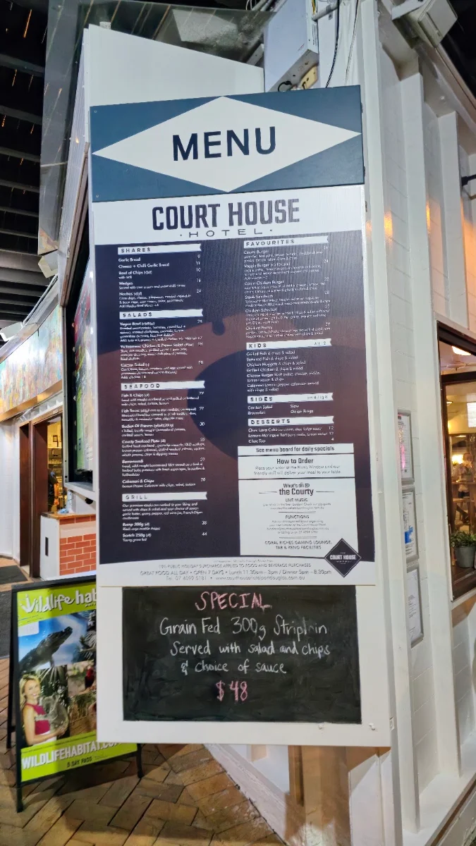Menu, The Court House Hotel