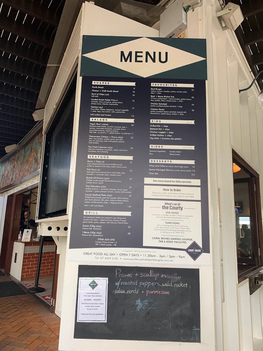 Menu, The Court House Hotel