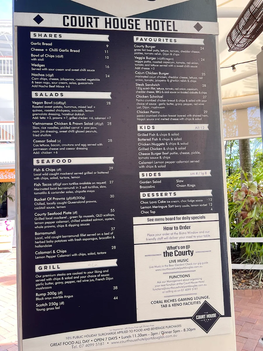 Menu, The Court House Hotel