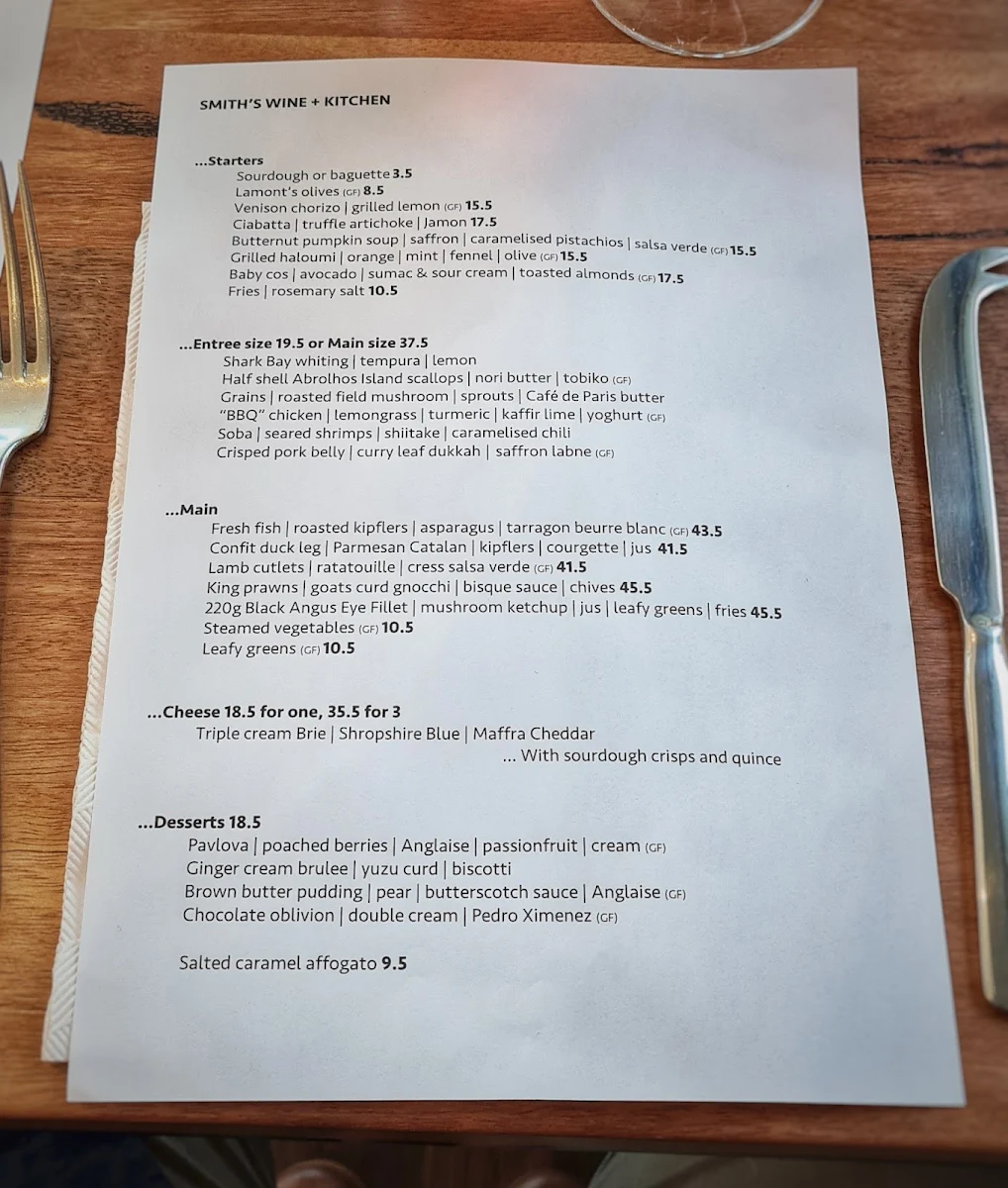 Menu, Lamont’s