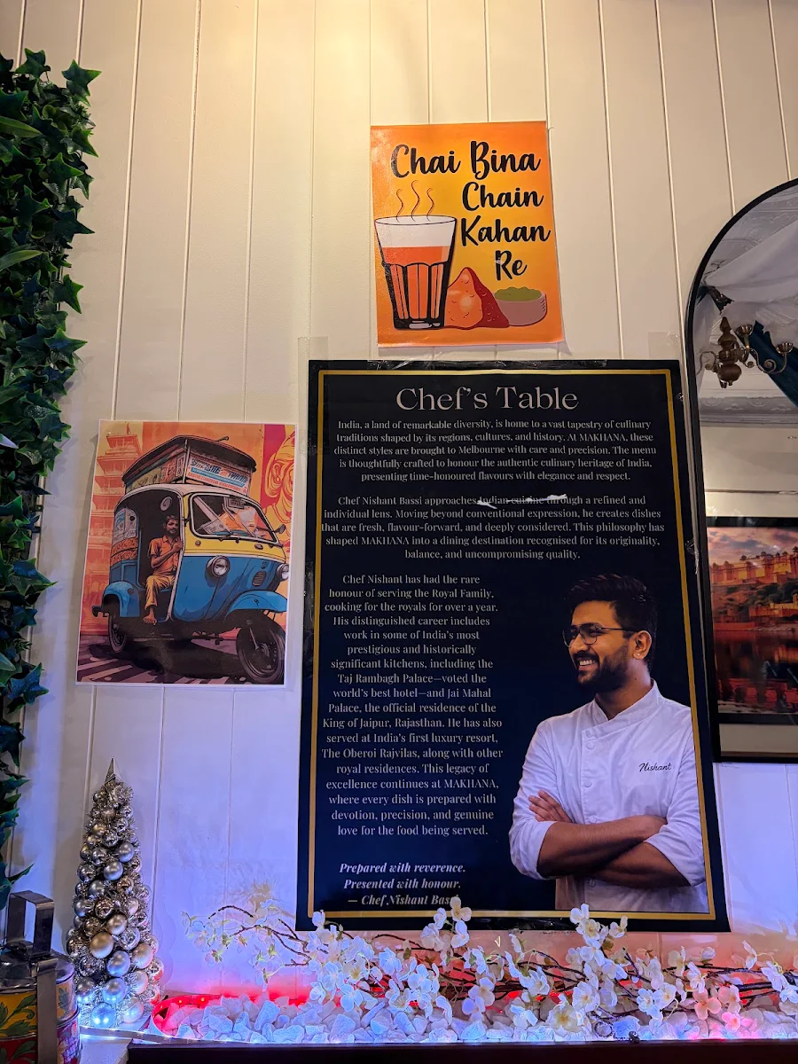 Menu, Makhana Indian restaurant