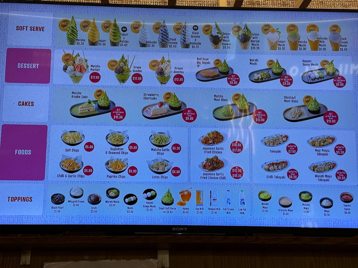 Menu, Oh!Matcha